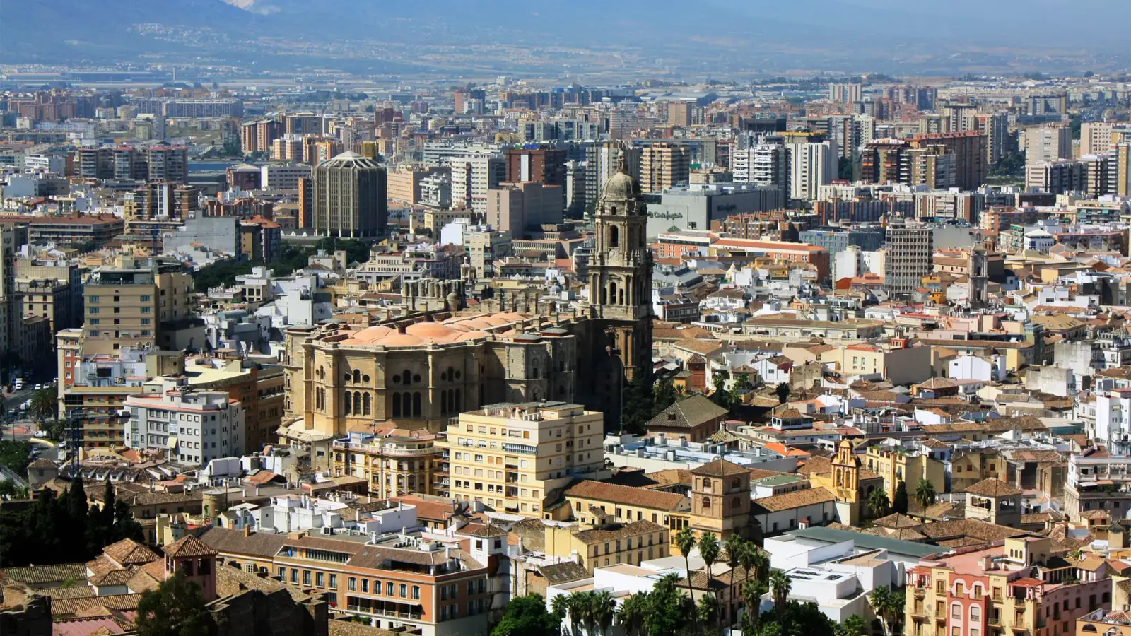 Catedral entre os edifícios de Málaga, vista de Gibralfaro.