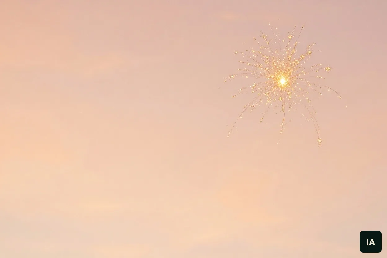Um fogo de artifício num céu claro.