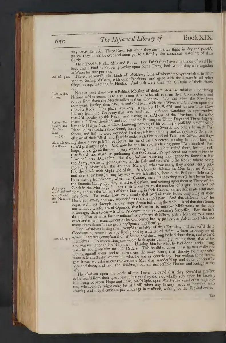 Página amarelada do Livro XIX, com texto em inglês, notas nas margens e o número 650 no alto.